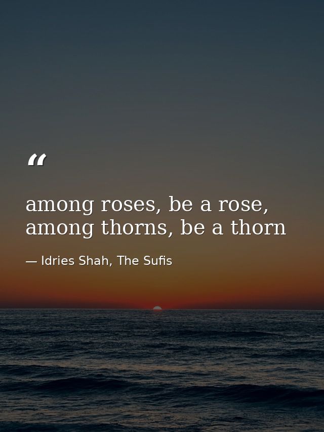 among roses, be a rose, among thorns, be a thorn — Idries Shah, The Sufis