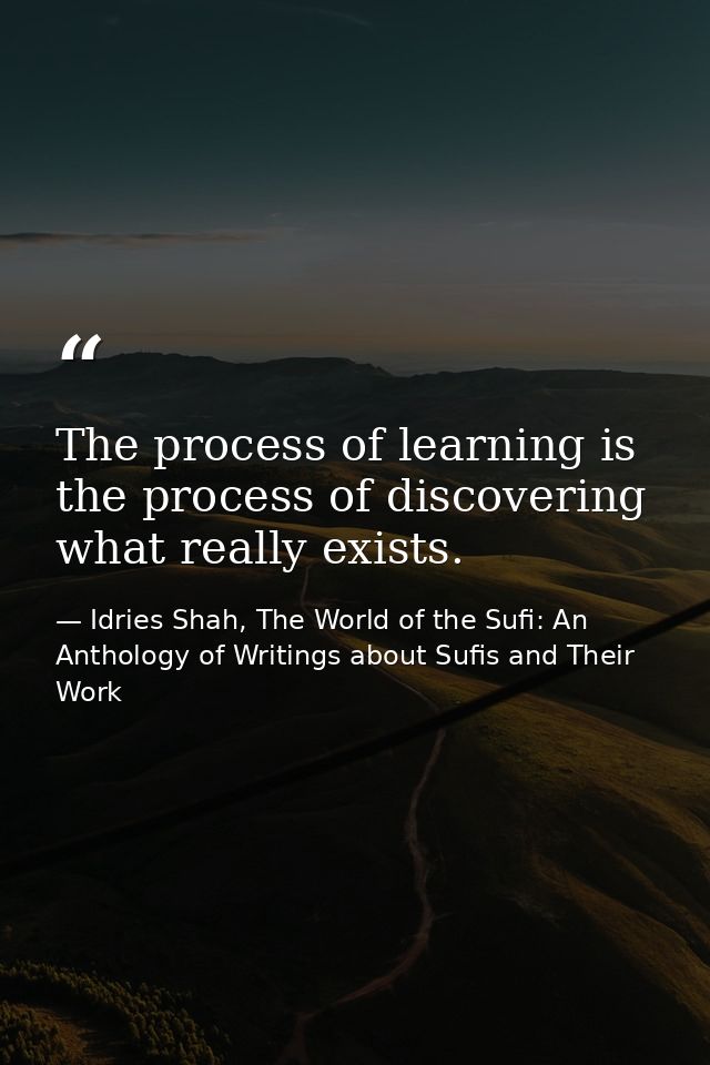 The process of learning is the process of discovering what really exists. — Idries Shah, The World of the Sufi: An Anthology of Writings about Sufis and Their Work