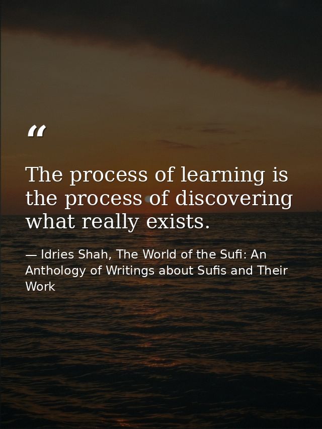 The process of learning is the process of discovering what really exists. — Idries Shah, The World of the Sufi: An Anthology of Writings about Sufis and Their Work