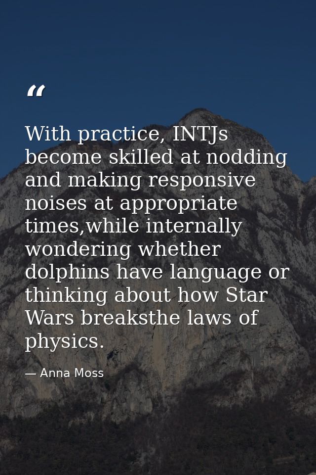 With practice, INTJs become skilled at nodding and making responsive noises at appropriate times,while internally wonder — Anna Moss