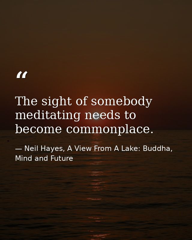 The sight of somebody meditating needs to become commonplace. — Neil Hayes, A View From A Lake: Buddha, Mind and Future