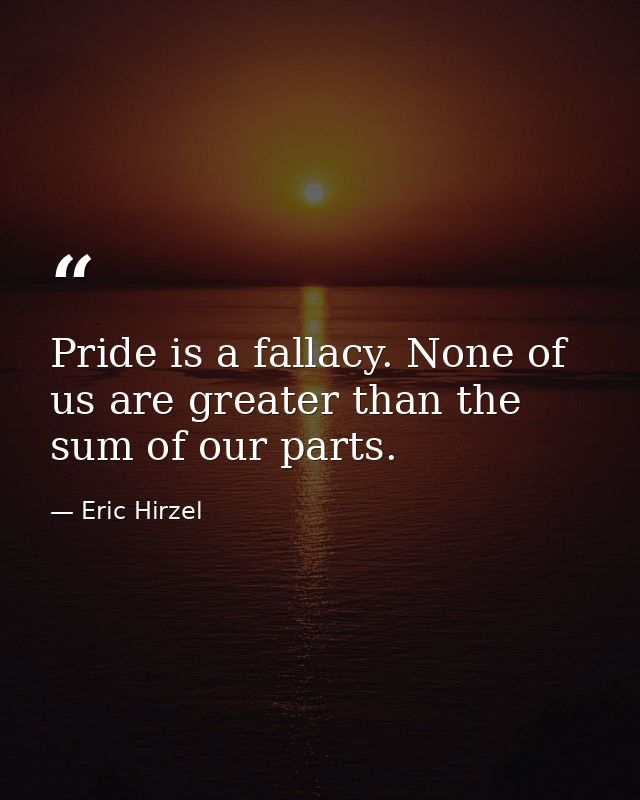 Pride is a fallacy. None of us are greater than the sum of our parts. — Eric Hirzel