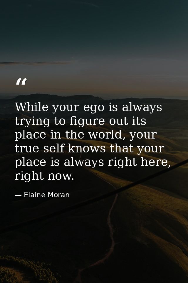 While your ego is always trying to figure out its place in the world, your true self knows that your place is always rig — Elaine Moran