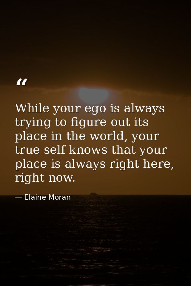 While your ego is always trying to figure out its place in the world, your true self knows that your place is always rig — Elaine Moran