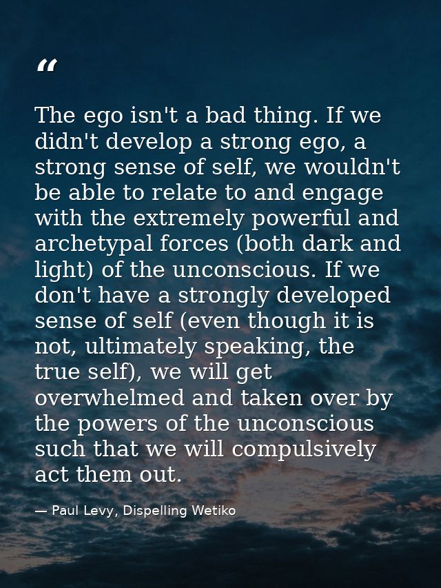 The ego isn't a bad thing. If we didn't develop a strong ego, a strong sense of self, we wouldn't be able to relate to a — Paul Levy, Dispelling Wetiko