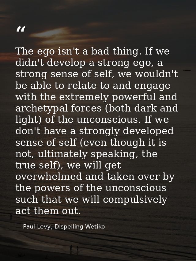 The ego isn't a bad thing. If we didn't develop a strong ego, a strong sense of self, we wouldn't be able to relate to a — Paul Levy, Dispelling Wetiko