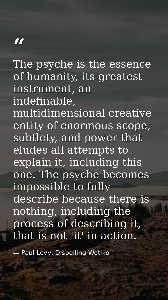 The psyche is the essence of humanity, its greatest instrument, an indefinable, multidimensional creative entity of enor — Paul Levy, Dispelling Wetiko