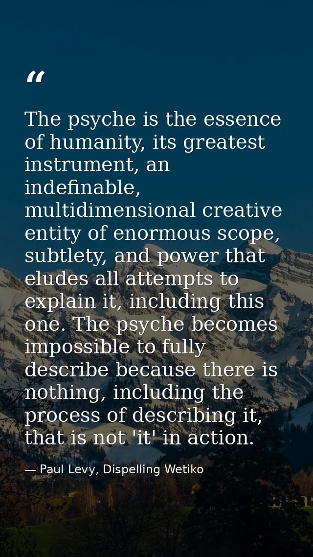 The psyche is the essence of humanity, its greatest instrument, an indefinable, multidimensional creative entity of enor — Paul Levy, Dispelling Wetiko