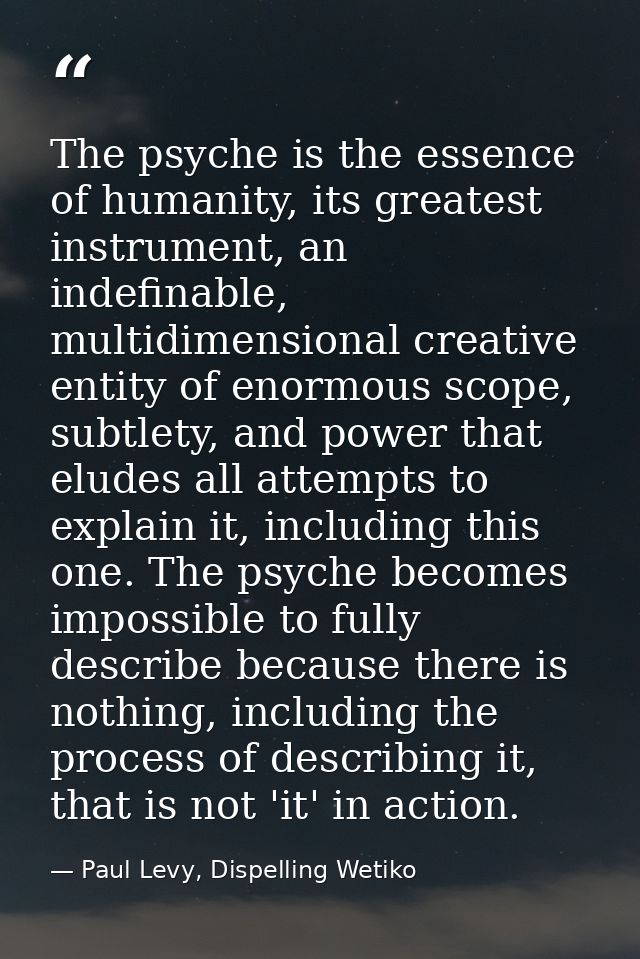 The psyche is the essence of humanity, its greatest instrument, an indefinable, multidimensional creative entity of enor — Paul Levy, Dispelling Wetiko