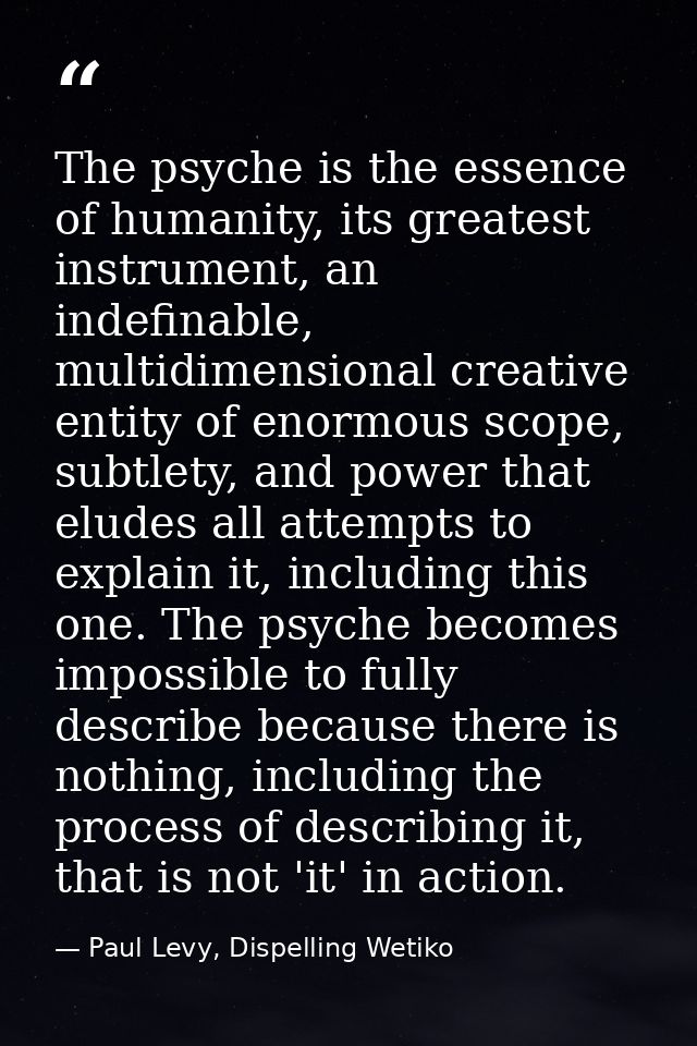 The psyche is the essence of humanity, its greatest instrument, an indefinable, multidimensional creative entity of enor — Paul Levy, Dispelling Wetiko