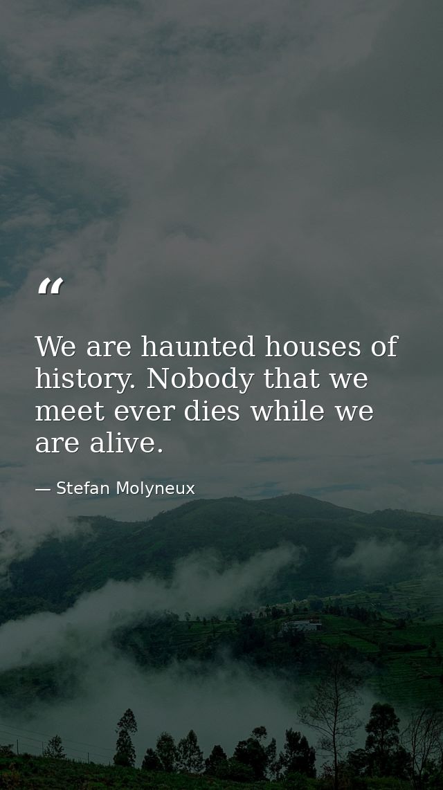 We are haunted houses of history. Nobody that we meet ever dies while we are alive. — Stefan Molyneux