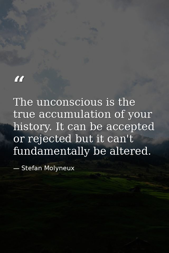 The unconscious is the true accumulation of your history. It can be accepted or rejected but it can't fundamentally be a — Stefan Molyneux