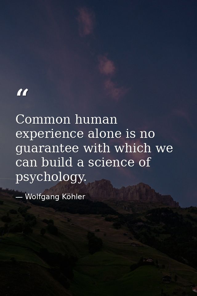 Common human experience alone is no guarantee with which we can build a science of psychology. — Wolfgang Köhler