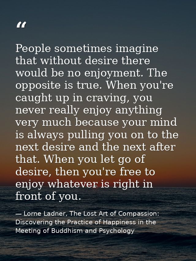 People sometimes imagine that without desire there would be no enjoyment. The opposite is true. When you're caught up in — Lorne Ladner, The Lost Art of Compassion: Discovering the Practice of Happiness in the Meeting of Buddhism and Psychology