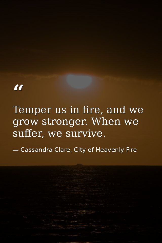 Temper us in fire, and we grow stronger. When we suffer, we survive. — Cassandra Clare, City of Heavenly Fire