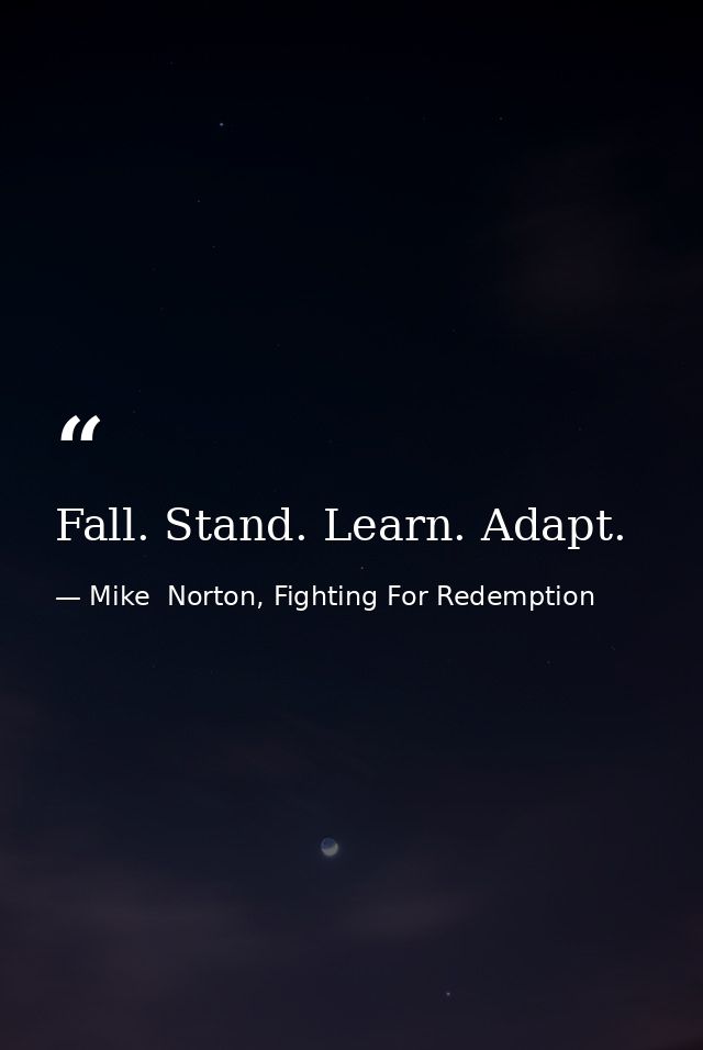 Fall. Stand. Learn. Adapt. — Mike  Norton, Fighting For Redemption