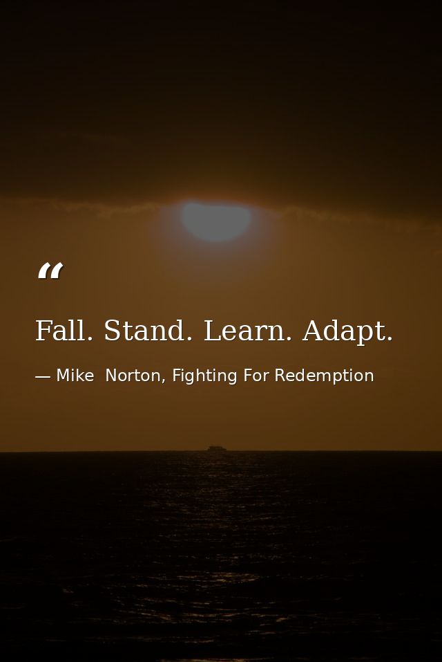 Fall. Stand. Learn. Adapt. — Mike  Norton, Fighting For Redemption