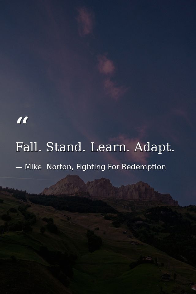 Fall. Stand. Learn. Adapt. — Mike  Norton, Fighting For Redemption