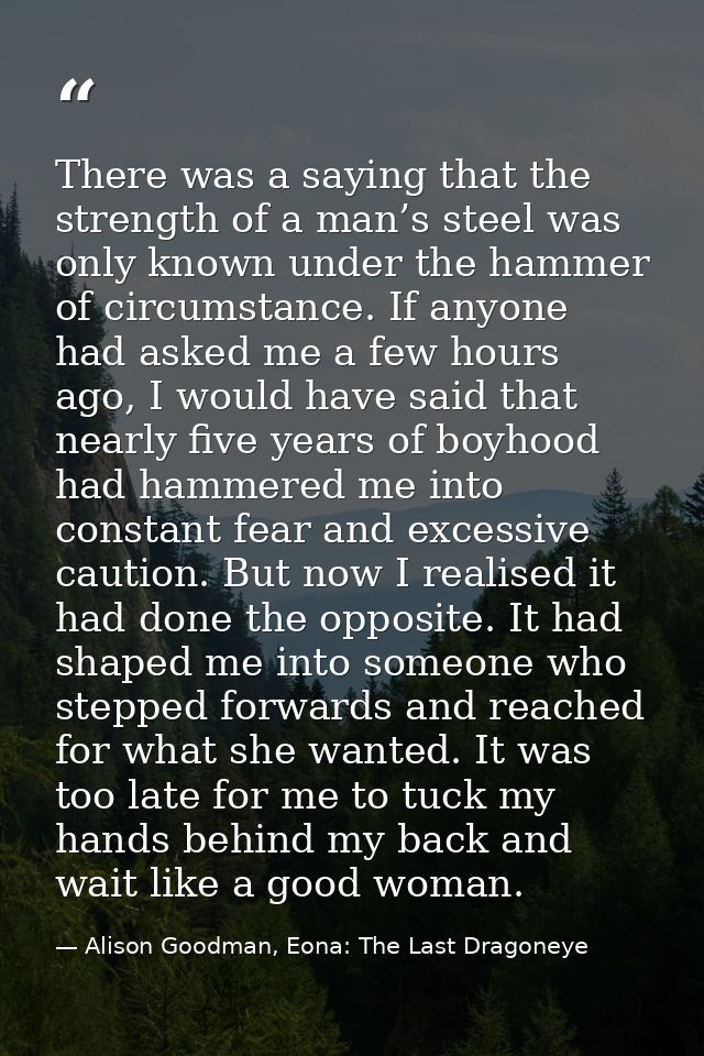 There was a saying that the strength of a man’s steel was only known under the hammer of circumstance. If anyone had ask — Alison Goodman, Eona: The Last Dragoneye