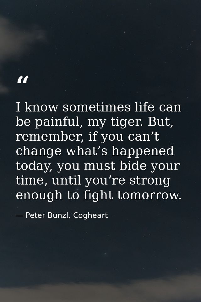 I know sometimes life can be painful, my tiger. But, remember, if you can’t change what’s happened today, you must bide  — Peter Bunzl, Cogheart