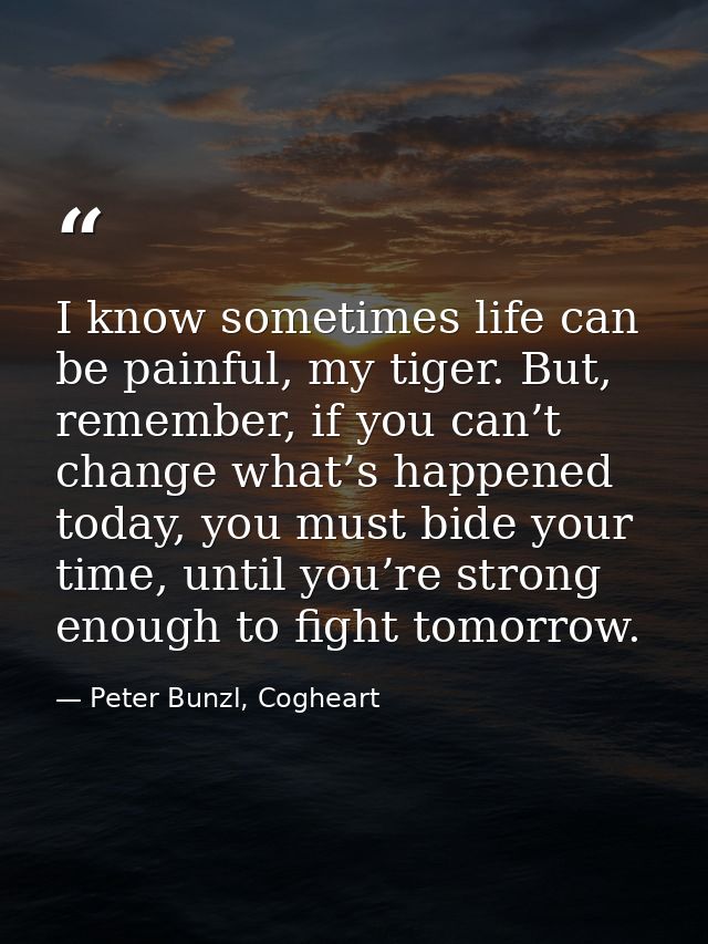 I know sometimes life can be painful, my tiger. But, remember, if you can’t change what’s happened today, you must bide  — Peter Bunzl, Cogheart
