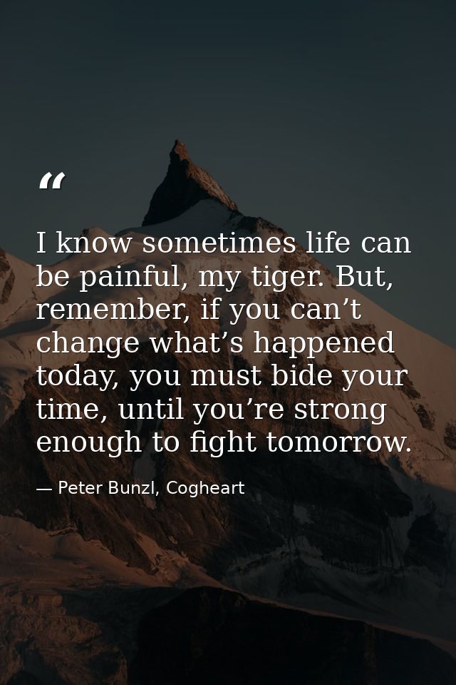 I know sometimes life can be painful, my tiger. But, remember, if you can’t change what’s happened today, you must bide  — Peter Bunzl, Cogheart