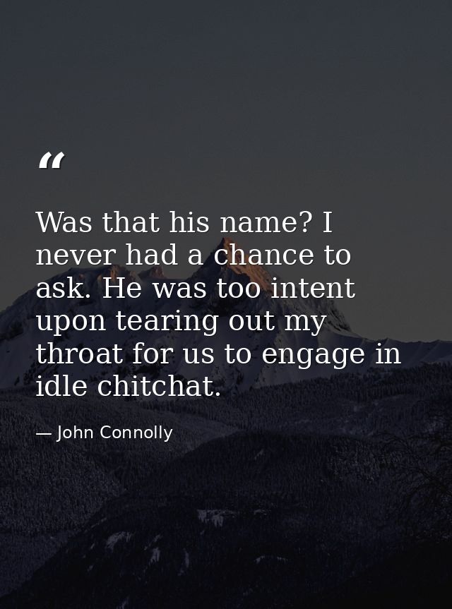 Was that his name? I never had a chance to ask. He was too intent upon tearing out my throat for us to engage in idle ch — John Connolly