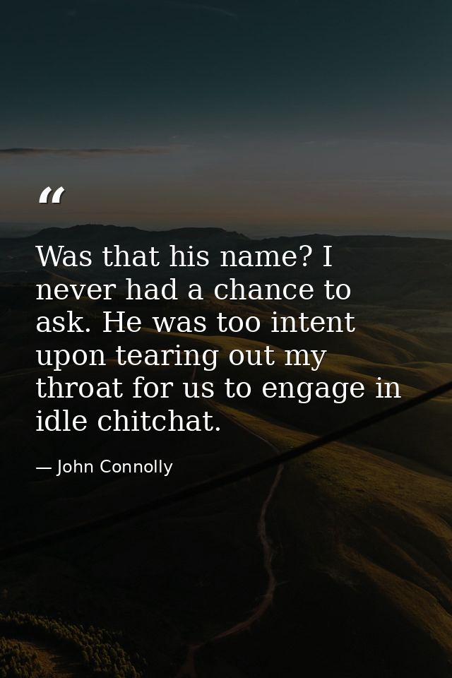 Was that his name? I never had a chance to ask. He was too intent upon tearing out my throat for us to engage in idle ch — John Connolly