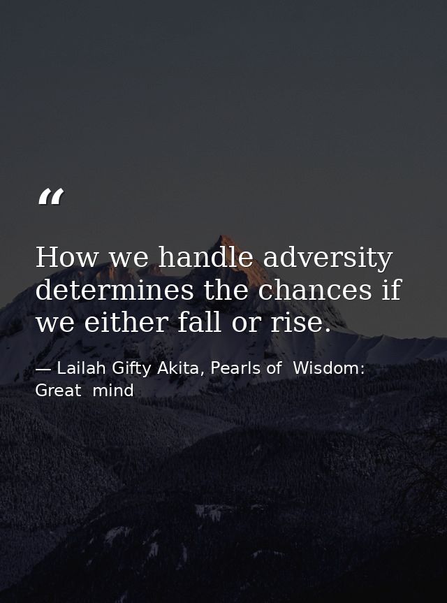 How we handle adversity determines the chances if we either fall or rise. — Lailah Gifty Akita, Pearls of  Wisdom: Great  mind