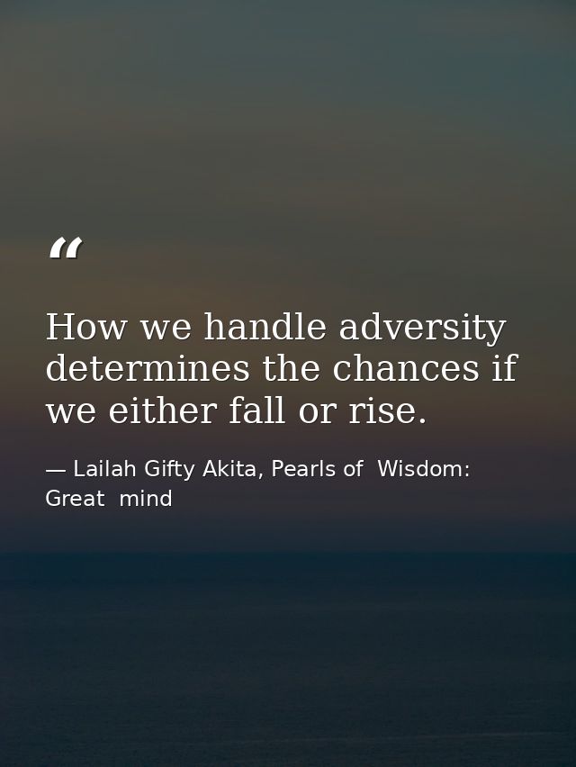 How we handle adversity determines the chances if we either fall or rise. — Lailah Gifty Akita, Pearls of  Wisdom: Great  mind