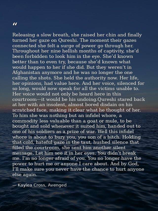 Releasing a slow breath, she raised her chin and finally turned her gaze on Qureshi. The moment their gazes connected sh — Kaylea Cross, Avenged