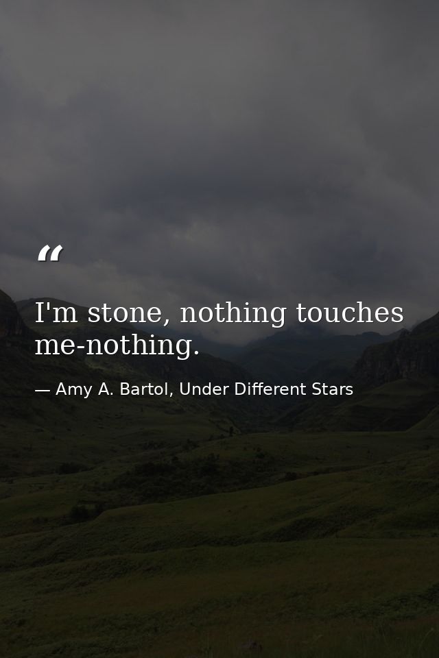 I'm stone, nothing touches me-nothing. — Amy A. Bartol, Under Different Stars