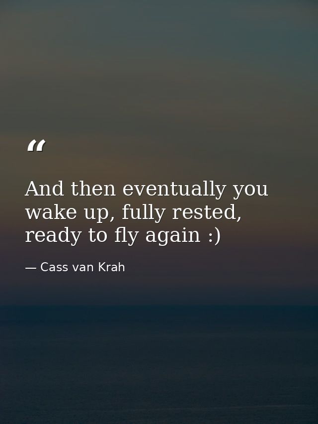 And then eventually you wake up, fully rested, ready to fly again :) — Cass van Krah