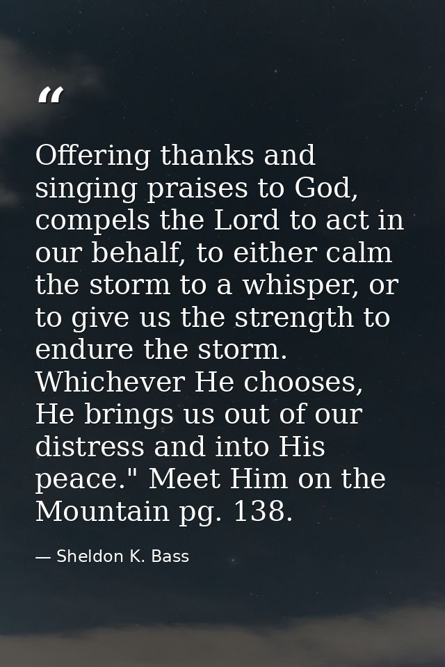Offering thanks and singing praises to God, compels the Lord to act in our behalf, to either calm the storm to a whisper — Sheldon K. Bass