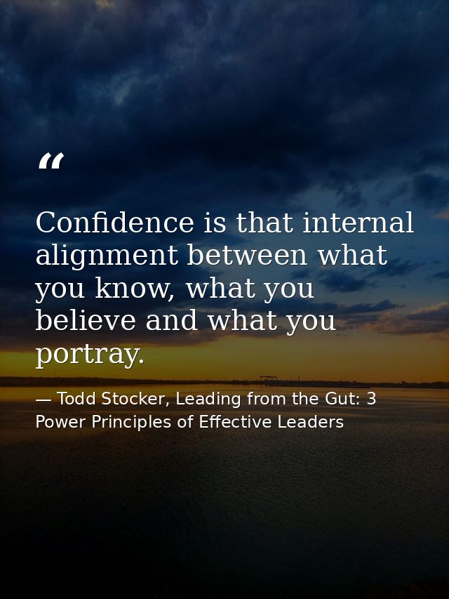 Confidence is that internal alignment between what you know, what you believe and what you portray. — Todd Stocker, Leading from the Gut: 3 Power Principles of Effective Leaders
