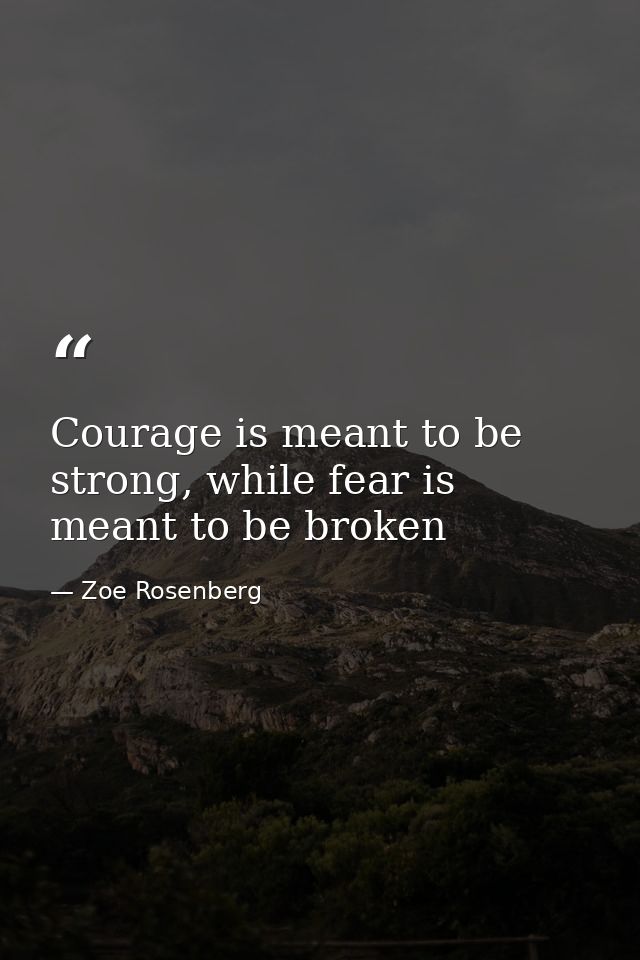 Courage is meant to be strong, while fear is meant to be broken — Zoe Rosenberg