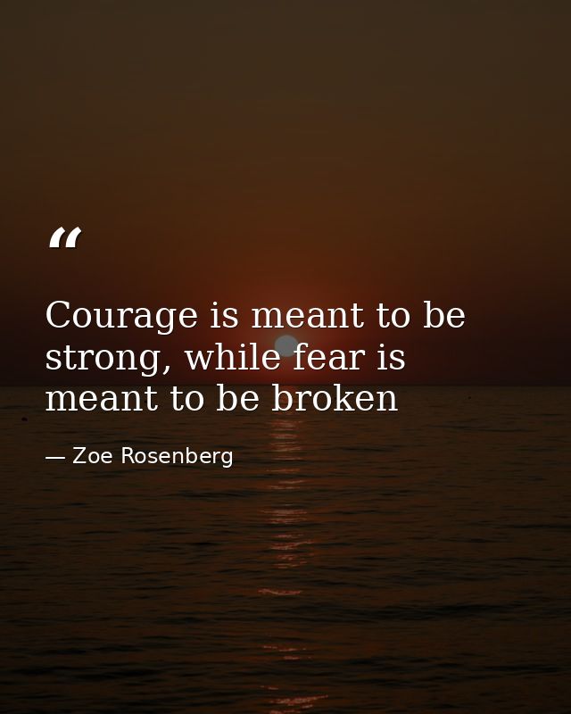 Courage is meant to be strong, while fear is meant to be broken — Zoe Rosenberg