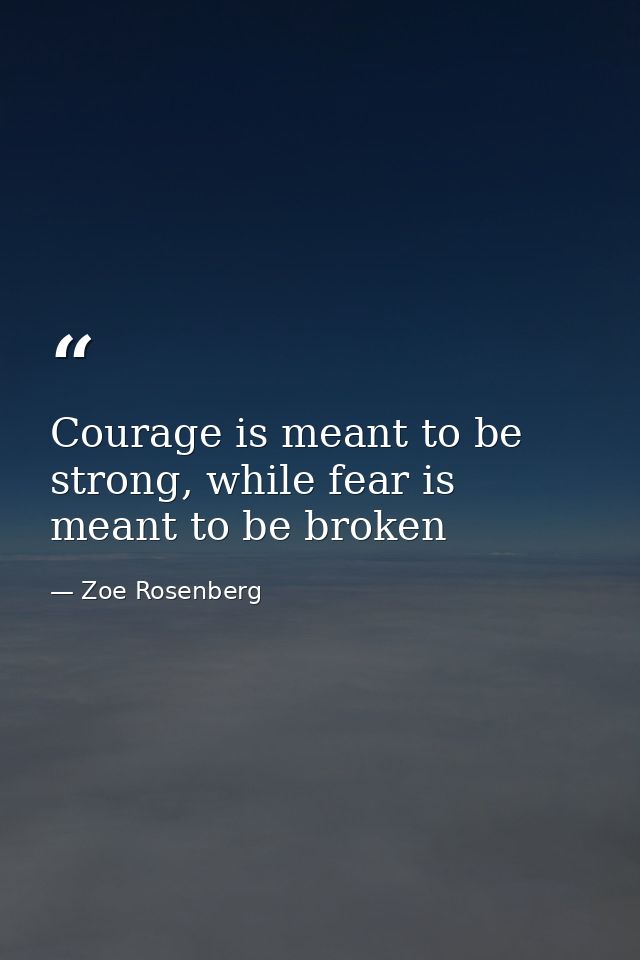 Courage is meant to be strong, while fear is meant to be broken — Zoe Rosenberg