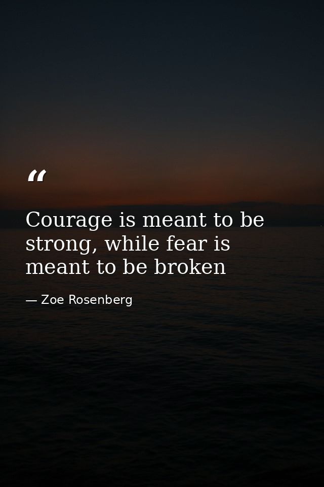 Courage is meant to be strong, while fear is meant to be broken — Zoe Rosenberg