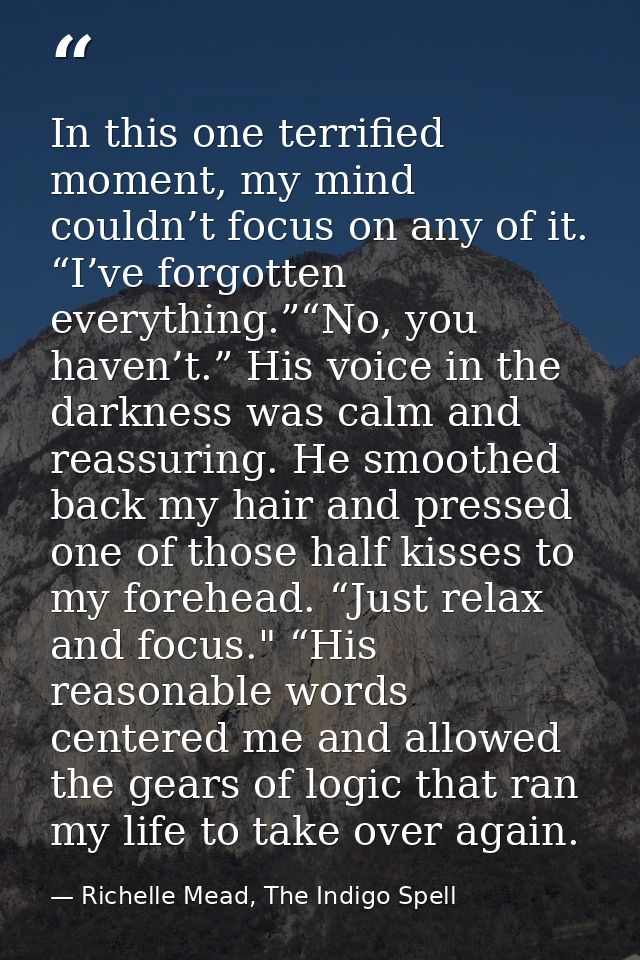In this one terrified moment, my mind couldn’t focus on any of it. “I’ve forgotten everything.”“No, you haven’t.” His vo — Richelle Mead, The Indigo Spell