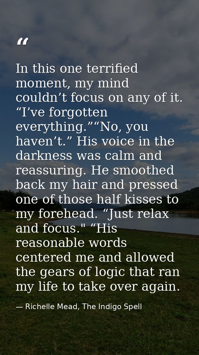 In this one terrified moment, my mind couldn’t focus on any of it. “I’ve forgotten everything.”“No, you haven’t.” His vo — Richelle Mead, The Indigo Spell