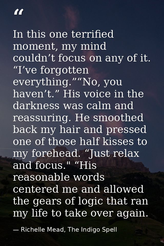 In this one terrified moment, my mind couldn’t focus on any of it. “I’ve forgotten everything.”“No, you haven’t.” His vo — Richelle Mead, The Indigo Spell