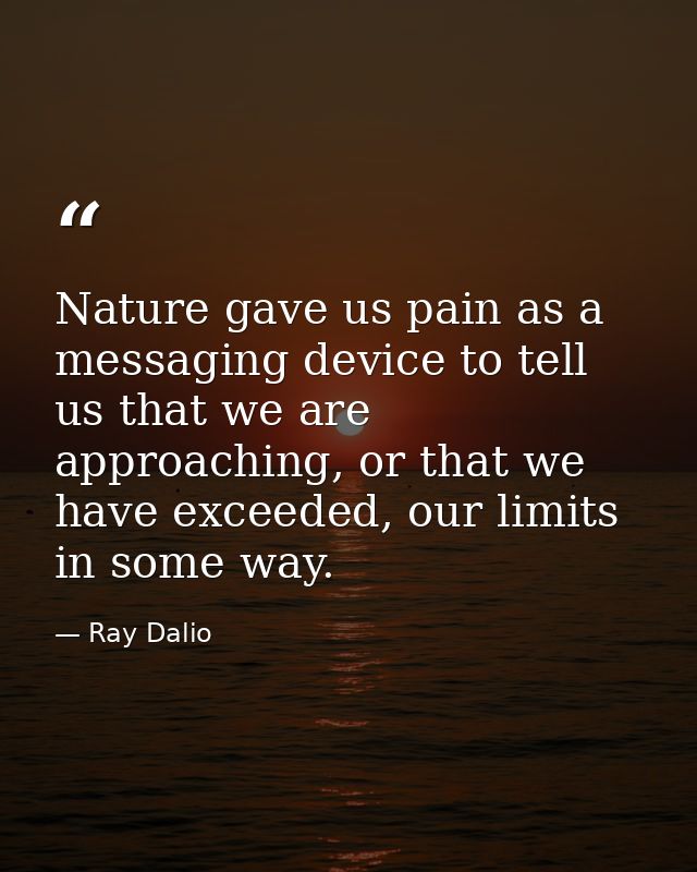 Nature gave us pain as a messaging device to tell us that we are approaching, or that we have exceeded, our limits in so — Ray Dalio