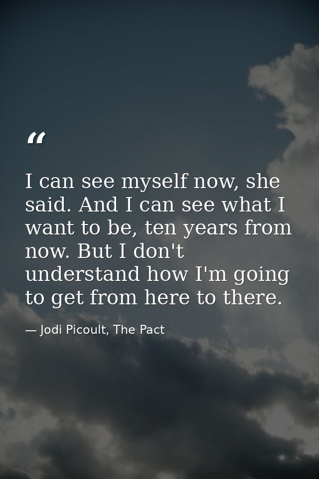I can see myself now, she said. And I can see what I want to be, ten years from now. But I don't understand how I'm goin — Jodi Picoult, The Pact