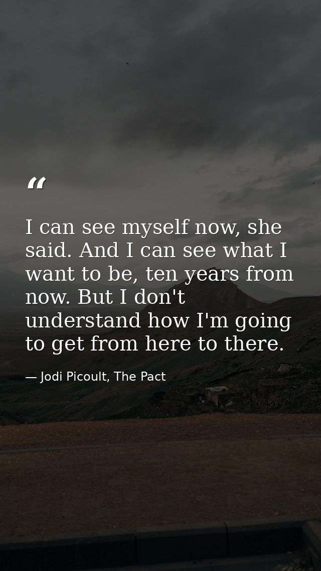 I can see myself now, she said. And I can see what I want to be, ten years from now. But I don't understand how I'm goin — Jodi Picoult, The Pact