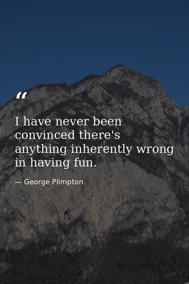 I have never been convinced there's anything inherently wrong in having fun. — George Plimpton