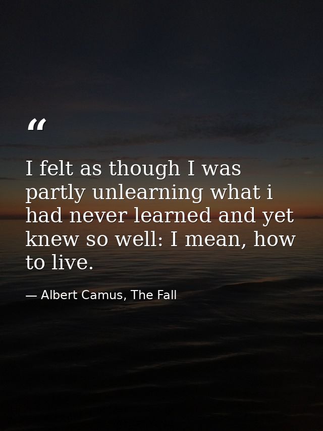 I felt as though I was partly unlearning what i had never learned and yet knew so well: I mean, how to live. — Albert Camus, The Fall