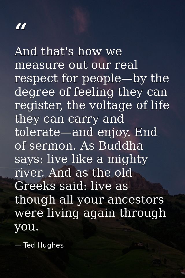 And that's how we measure out our real respect for people—by the degree of feeling they can register, the voltage of lif — Ted Hughes