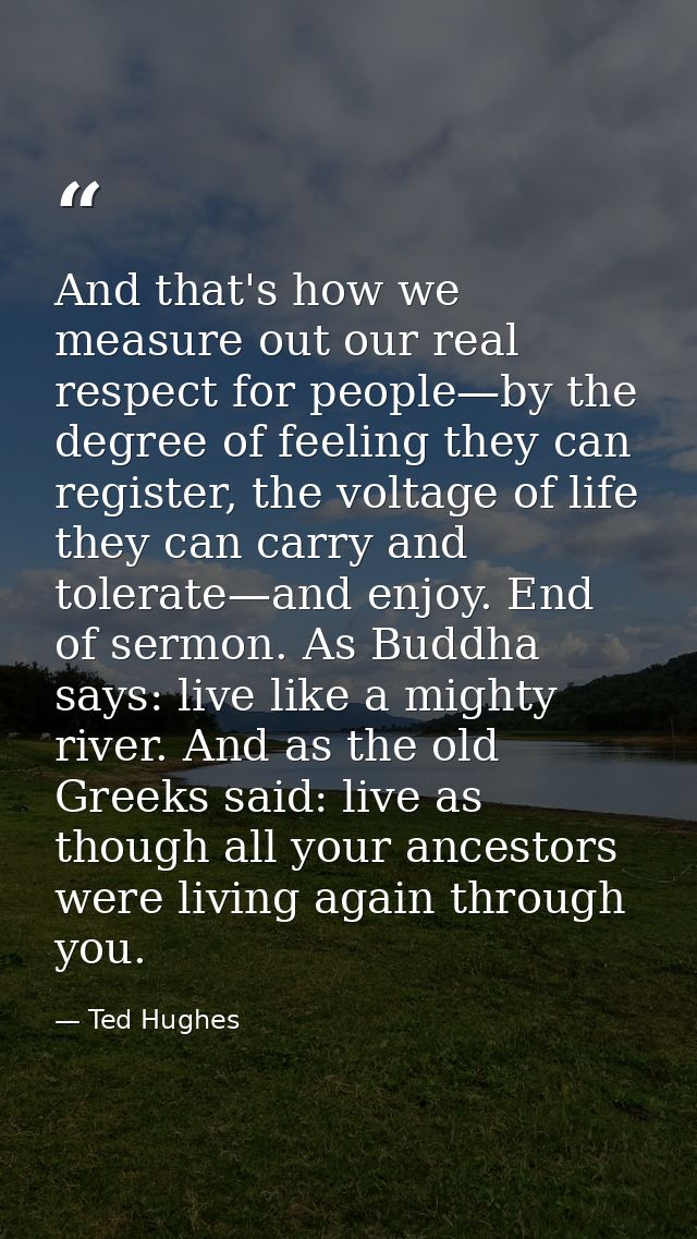 And that's how we measure out our real respect for people—by the degree of feeling they can register, the voltage of lif — Ted Hughes