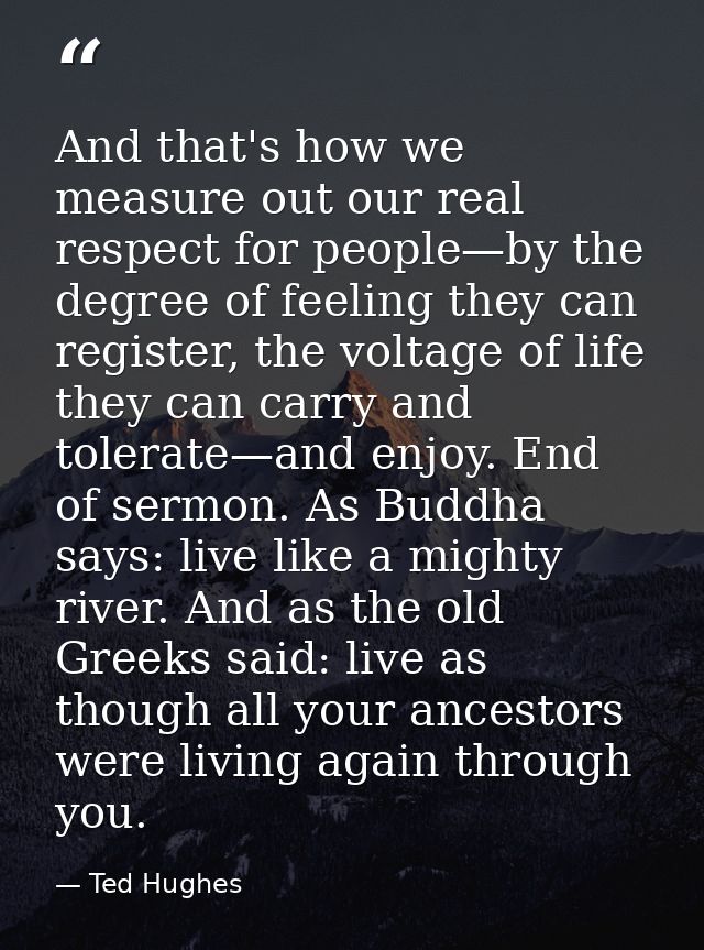 And that's how we measure out our real respect for people—by the degree of feeling they can register, the voltage of lif — Ted Hughes